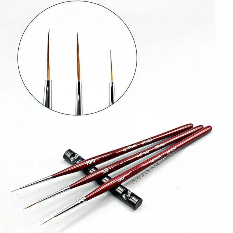 Kolinsky Acrylic Nail Art Liner Striping Brush Fine French Stripe Pen Line Detail Painting Nail Brushes Wooden Handle Manicure-Nail Inspo
