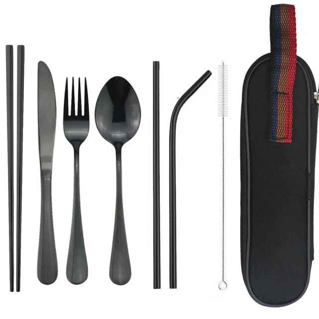 Eco-Friendly Cutlery Set Reusable Flatware with Portable Case