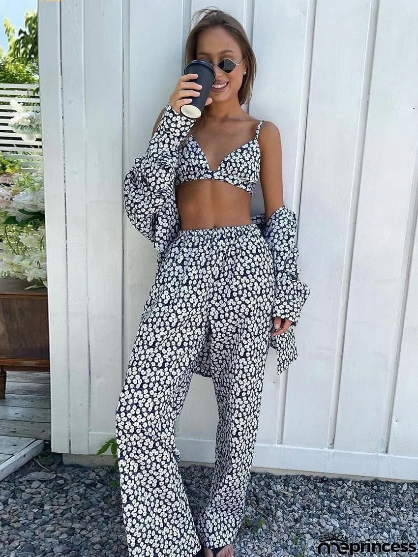 Ashore Shop Womens Loose Print 3 Piece Sets Women Outfit