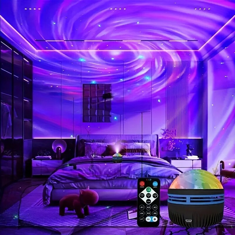 Tegooe Remote Control Galaxy Star Projector Night Light - USB Rechargeable LED Lamp for Room Decor