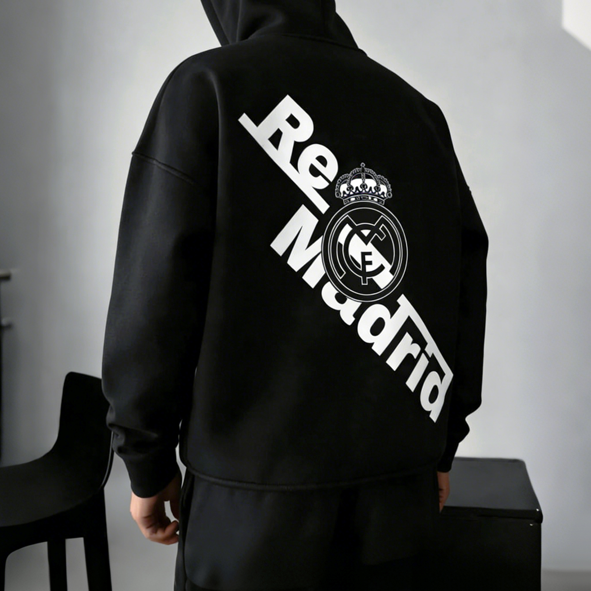 Diagonal Logo Hooded Sweatshirt with Bold Team Emblem