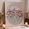 (40x50cm)DIY Pearl Painting Castle Flower Framed Handmade Pearl Material Art Kit Living Room Decor