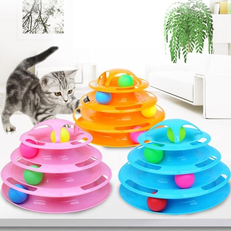 FeliFun™ The Insane FourTier Ball Track Tower Cat Toy
