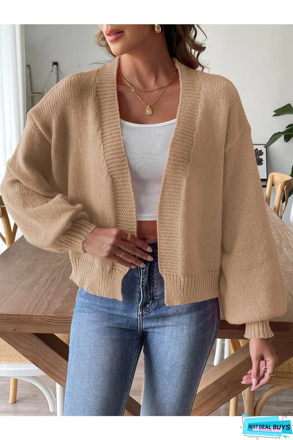 Open Front Long Sleeve Cardigan