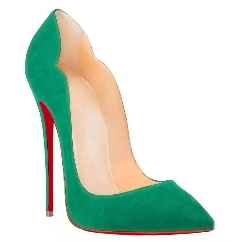 120mm Women's High Heels for Party Wedding Green Suede Pumps-vocosishoes