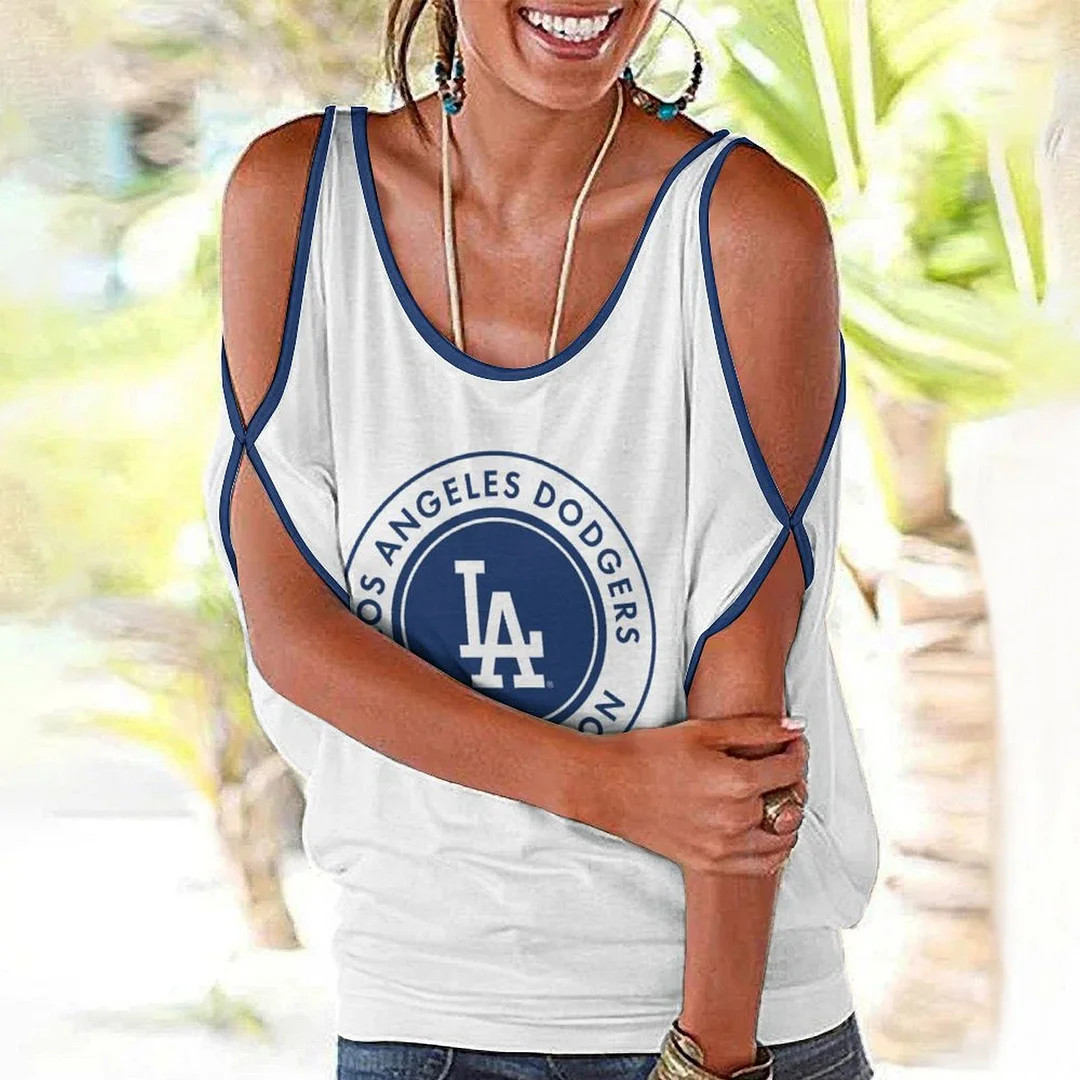 Shoulder Off  Loose Short Sleeve Casual T-shirt for Women Printed with Pattern,Blue,Red,