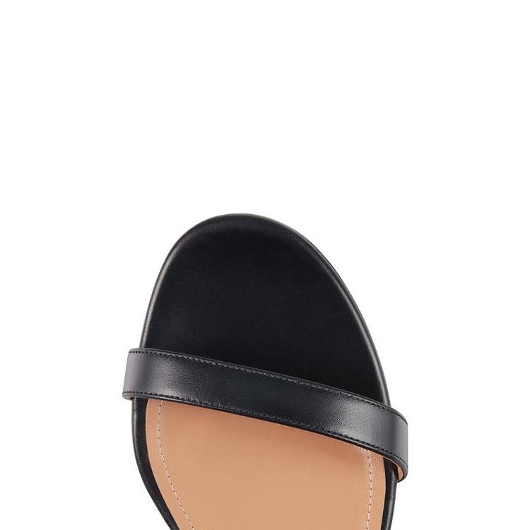 Black and Clear Rhinestone Flat Sandals Open Toe Women's Slide Sandals |FSJ Shoes