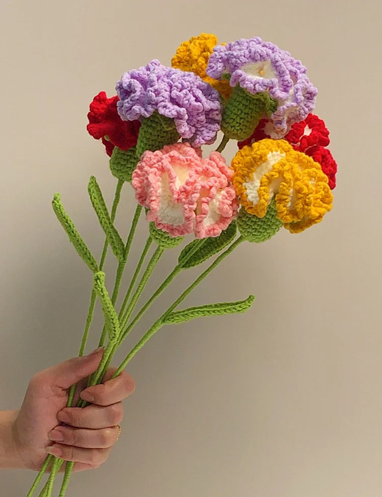 A Bouquet Of Hand Made To Your Mom Sister Aunt Friend Family Mother's Day Birthday Carnation Crochet Flowers (7 pcs Small Single Flowers)