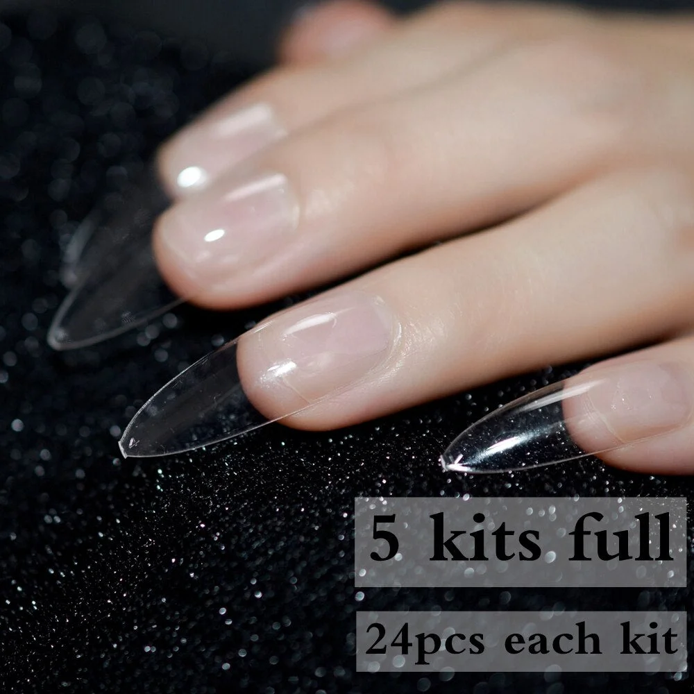 24pcs/kit White French Manicure Half Nail Tips Transparent Square French Nails DIY Nail extension Tip-Nail Inspo