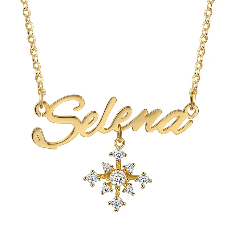 Personalized Name Necklace with Snowflake Pendant Necklace for Her