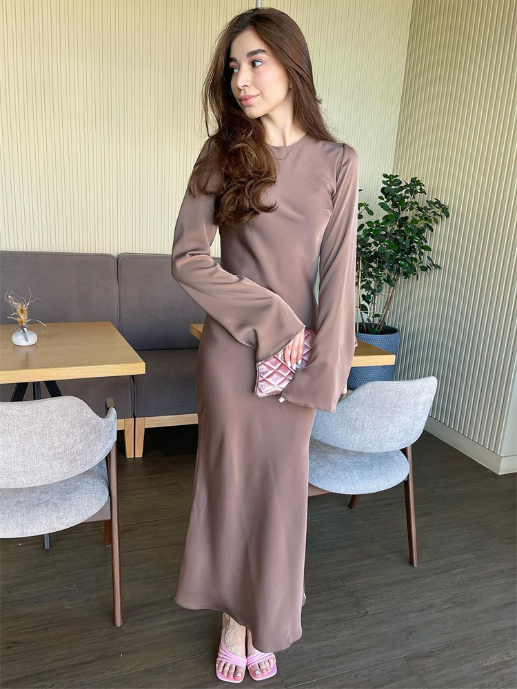 Ootddress Solid High Waist Fashion Maxi Dress For Women Long Sleeve Patchwork Slim Elegant Party Dress Autumn 2025 Female Long Dress