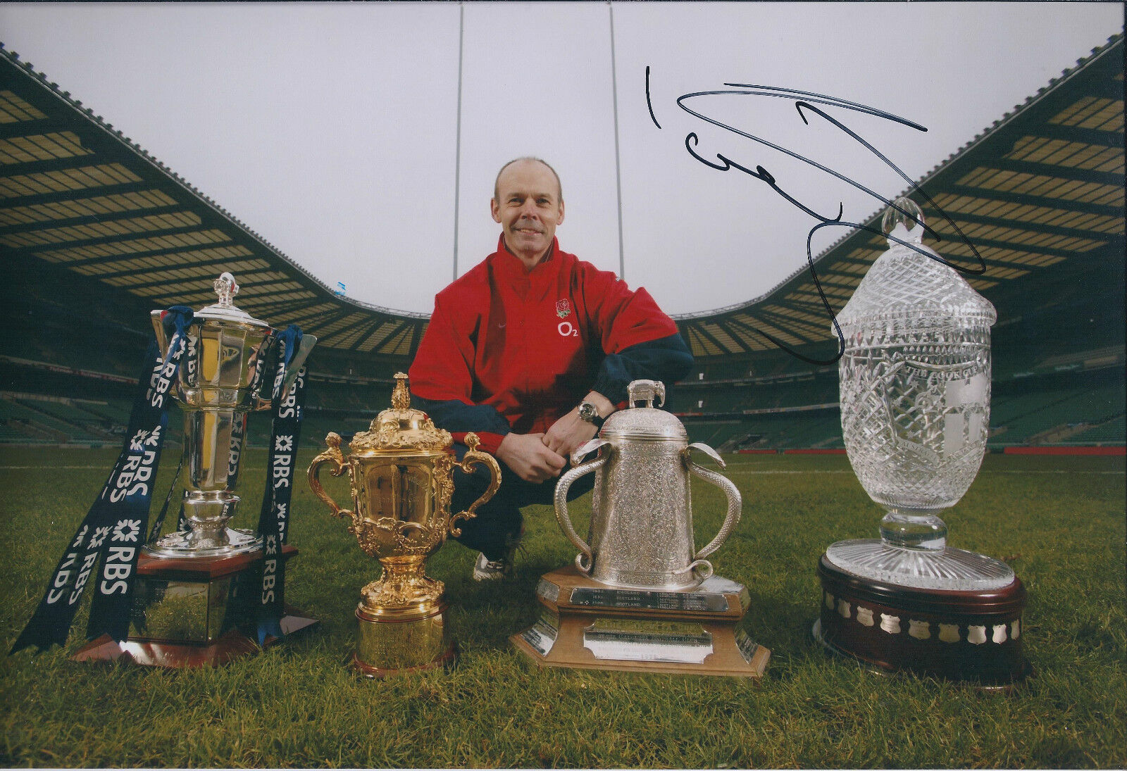 SIR CLIVE WOODWARD World Cup SIGNED Autograph Rugby Cup Win 12x8 Photo Poster painting AFTAL COA