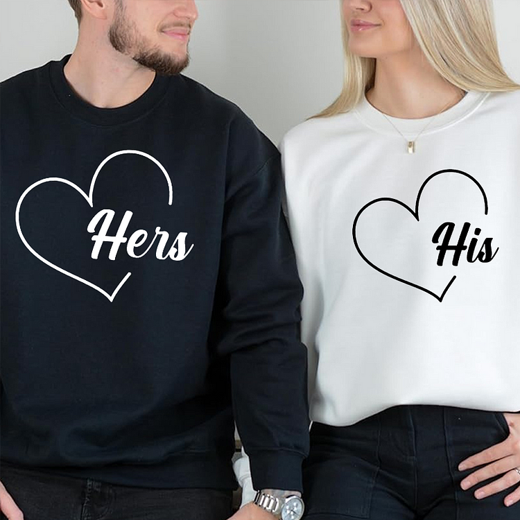 His Hers Heart Shirts, Valentines Matching Couple Shirts, Anniversary His Hers Shirts