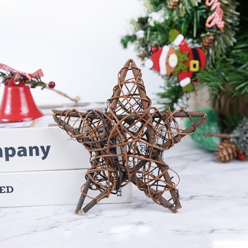 1pc Dried Rattan Star Christmas Table Ornament Xmas Tree Hanging Pendants Christmas DIY Wreath Garland New Year Gifts Navidad
