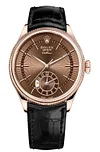 MEN'S WATCH ROLEX CELLINI DUAL TIME EVEROSE GOLD 50525 BROWN GUILLOCHE DIAL