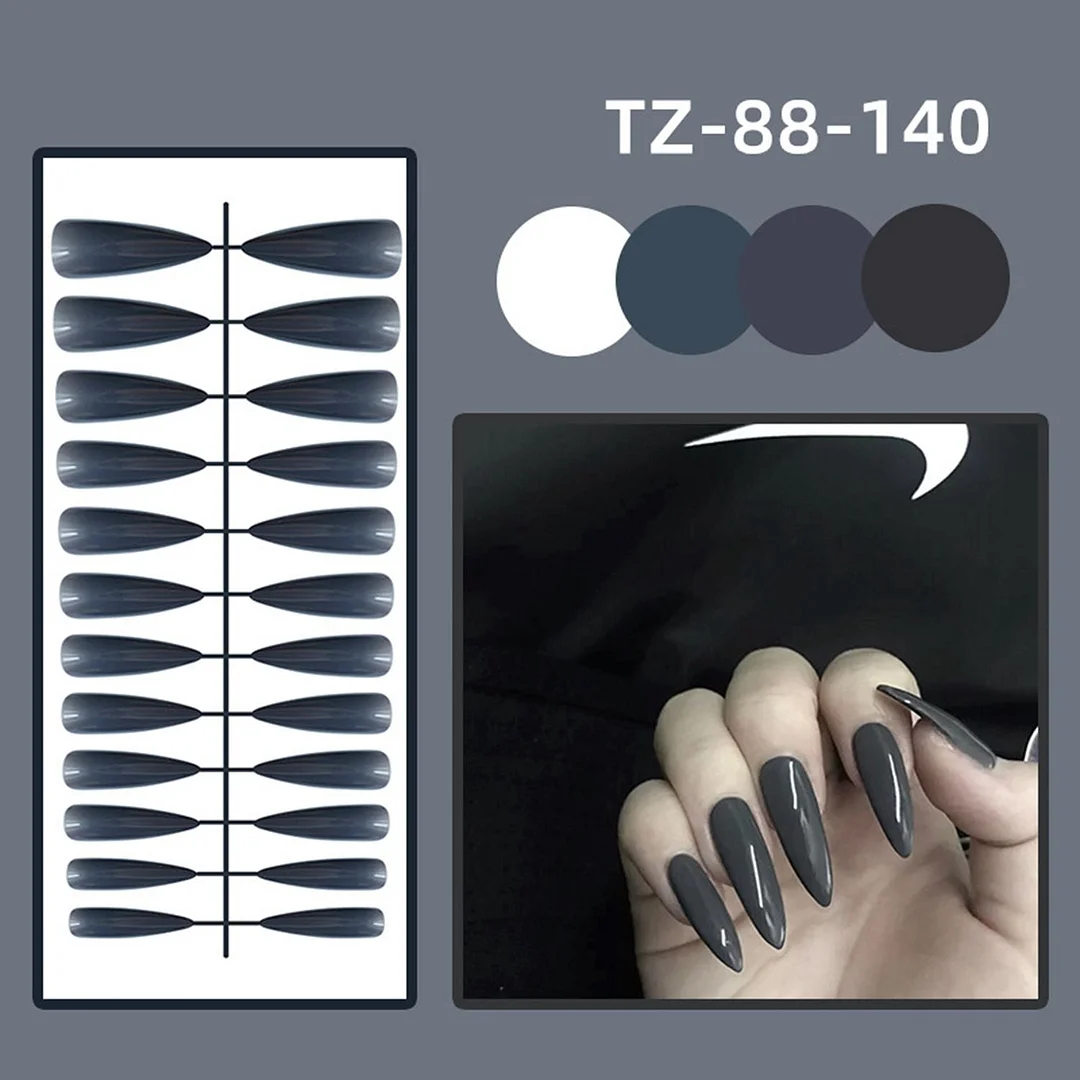 24pcs/Bag Detachable Long Stiletto False Nails Ballerina Nails Full Cover Nail Tips Press On Nails Colorful Artificial Fake Nail-Nail Inspo