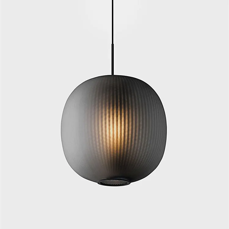 Vintage Ribbed Glass Frosted Pendant Light