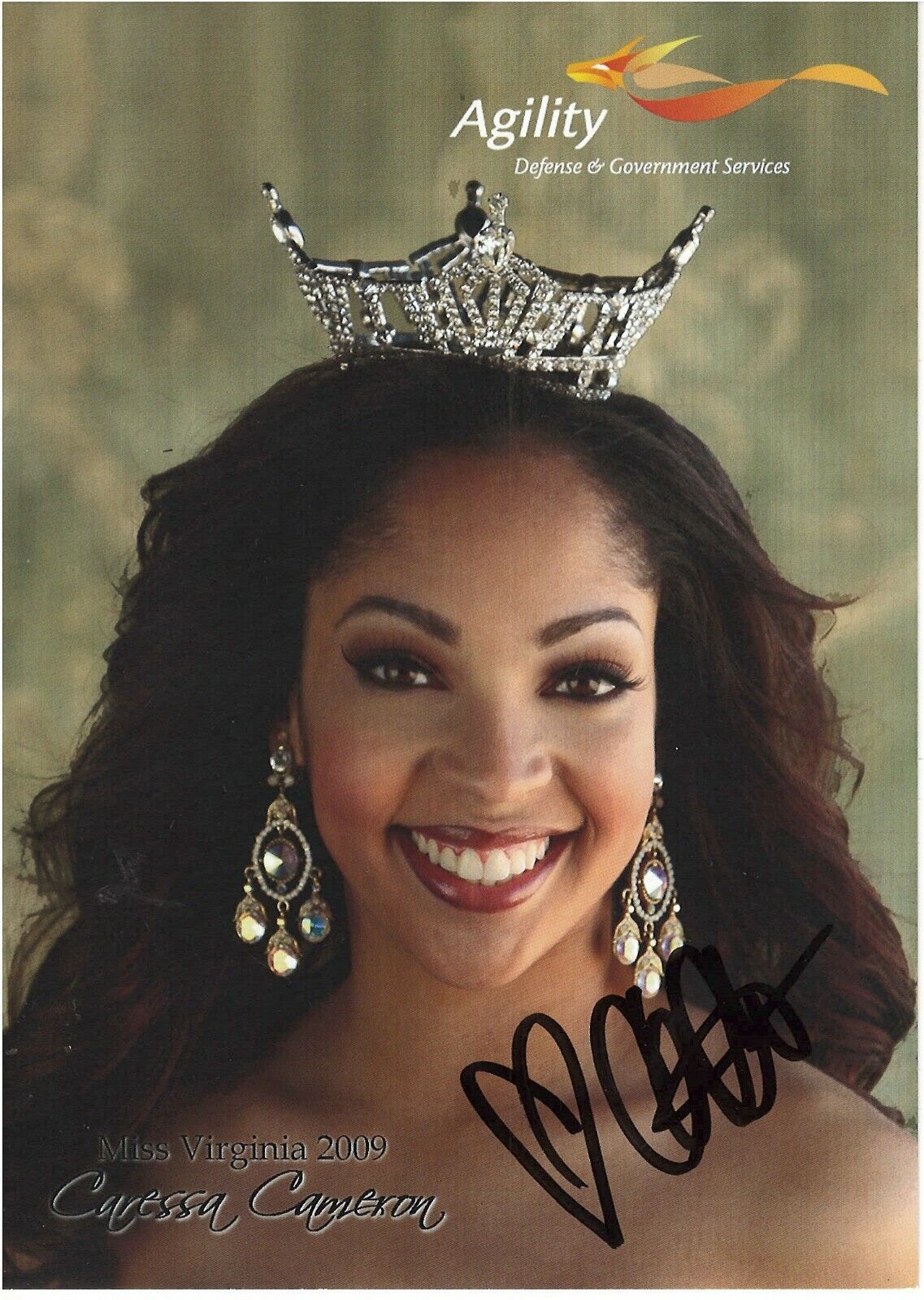 CARESSA CAMERON 2010 MISS AMERICA & 2009 MISS VIRGINIA RARE SIGNED Photo Poster painting