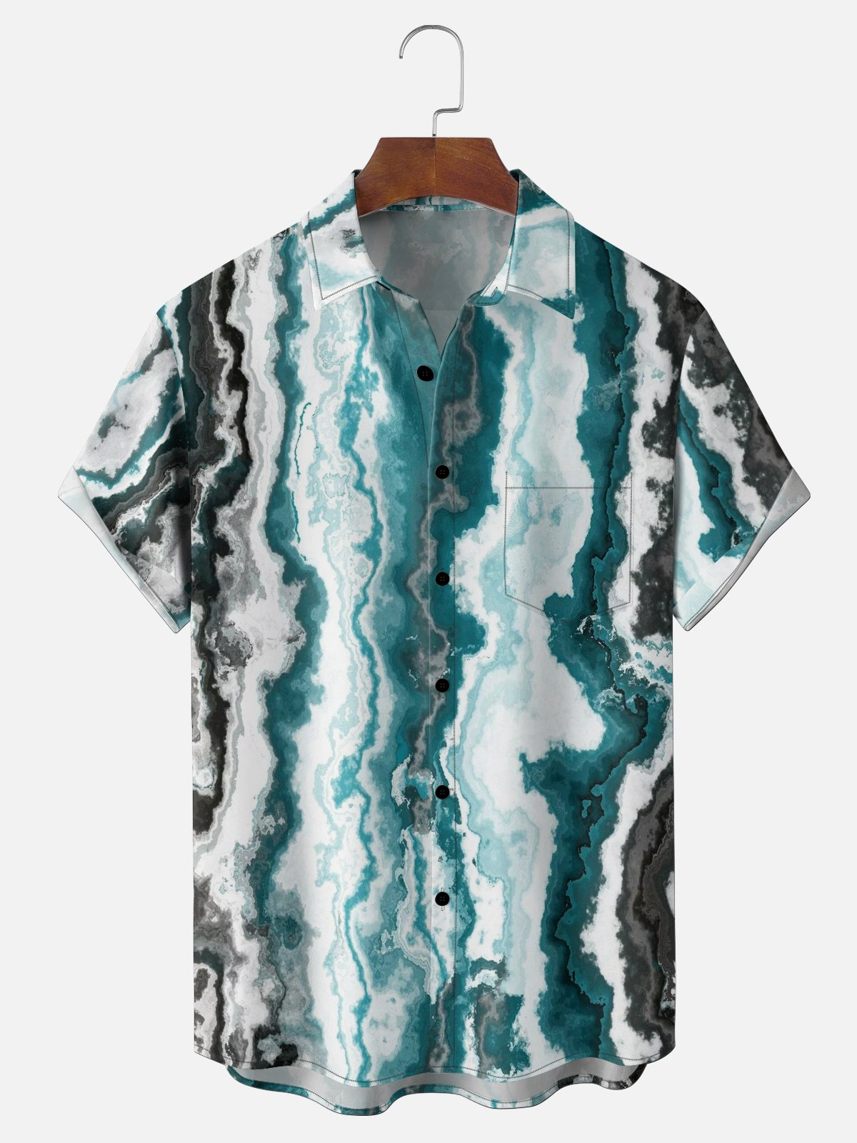Moisture Wicking Gradient Abstract Print Chest Pocket Holiday Hawaiian Shirt PLUSCLOTHESMAN