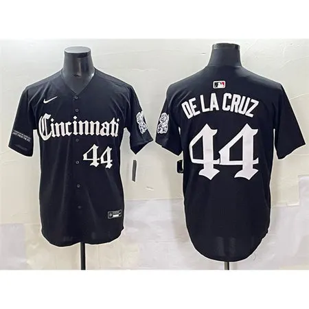 Youth Cincinnati Reds #44 Elly De La Cruz Black "Gothic Queen City Edition" Vapor Premier Limited Stitched Baseball Jersey