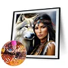 (40*40cm)Indian Beauty Wolf - Full Round Drill Diamond Painting