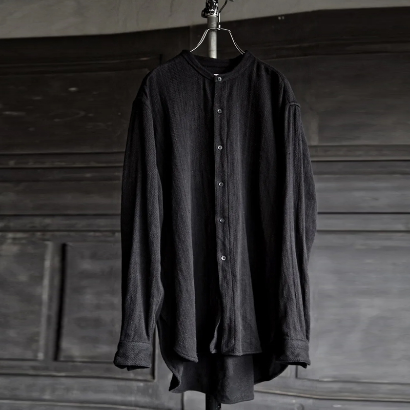 Men's Vintage Cotton and Linen Single Breasted Long Sleeve Shirt