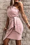 Solid Color One Shoulder Studs Party Dress