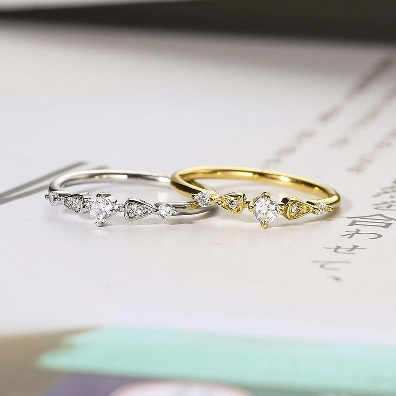 Minimalist Round Copper Inlay Zircon Rings