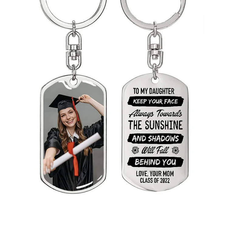To My Daughter Photo Keychain Class of 2022 Keyring Graduation Gifts
