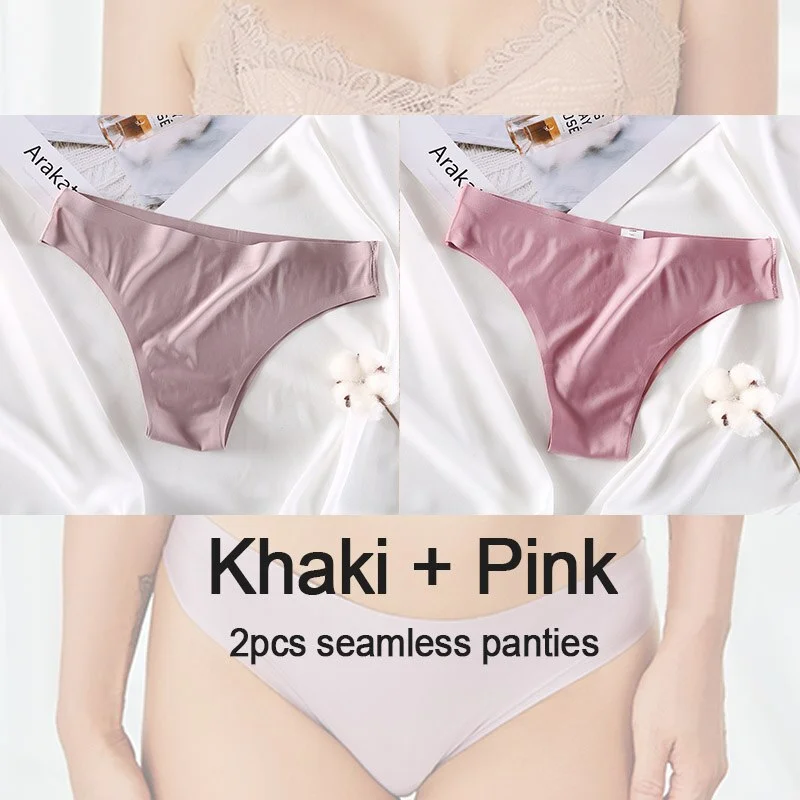 2PCS/Set Women's Panties Seamless Underwear Sexy Lingerie Thong Female Underpants Low-Rise Pantys T-back Briefs Femme Panties