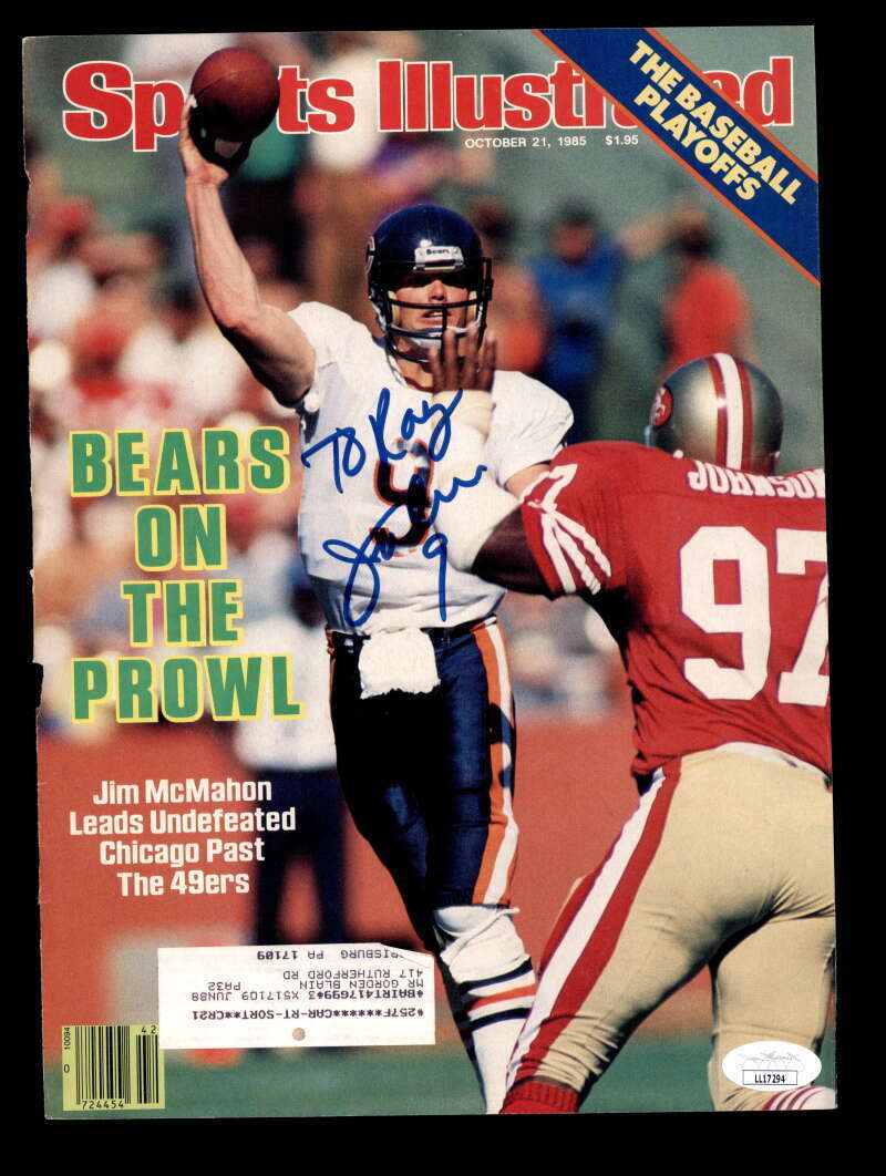 Jim McMahon JSA Coa Signed SI Sports Illustrated Bears Cover Autograph