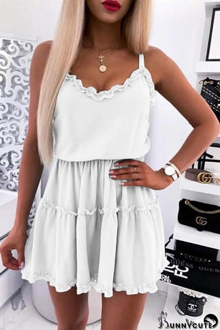 Fashion Sweet Solid Sleeveless Dress