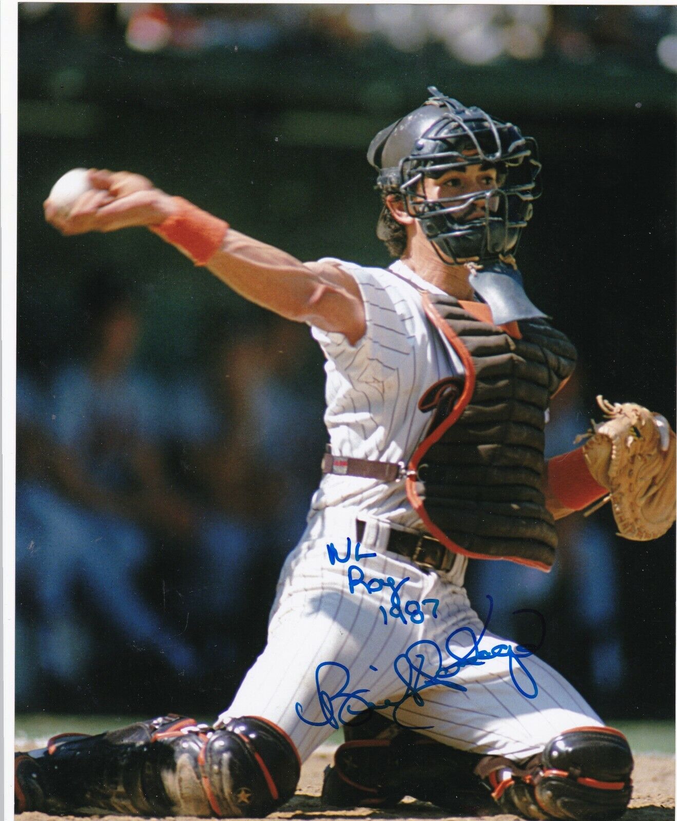 BENITO SANTIAGO SAN DIEGO PADRES NL ROY 1987 ACTION SIGNED 8x10