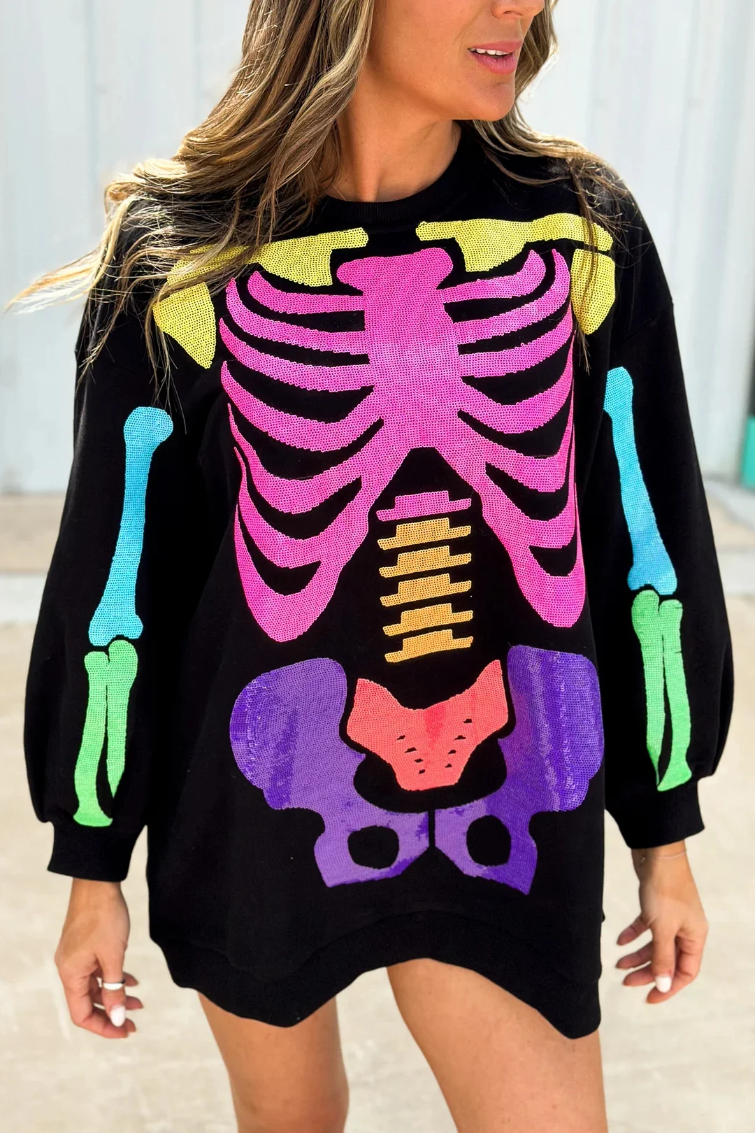 Rainbow Skeleton Sweatshirt Dress（Buy 2 Free Shipping）