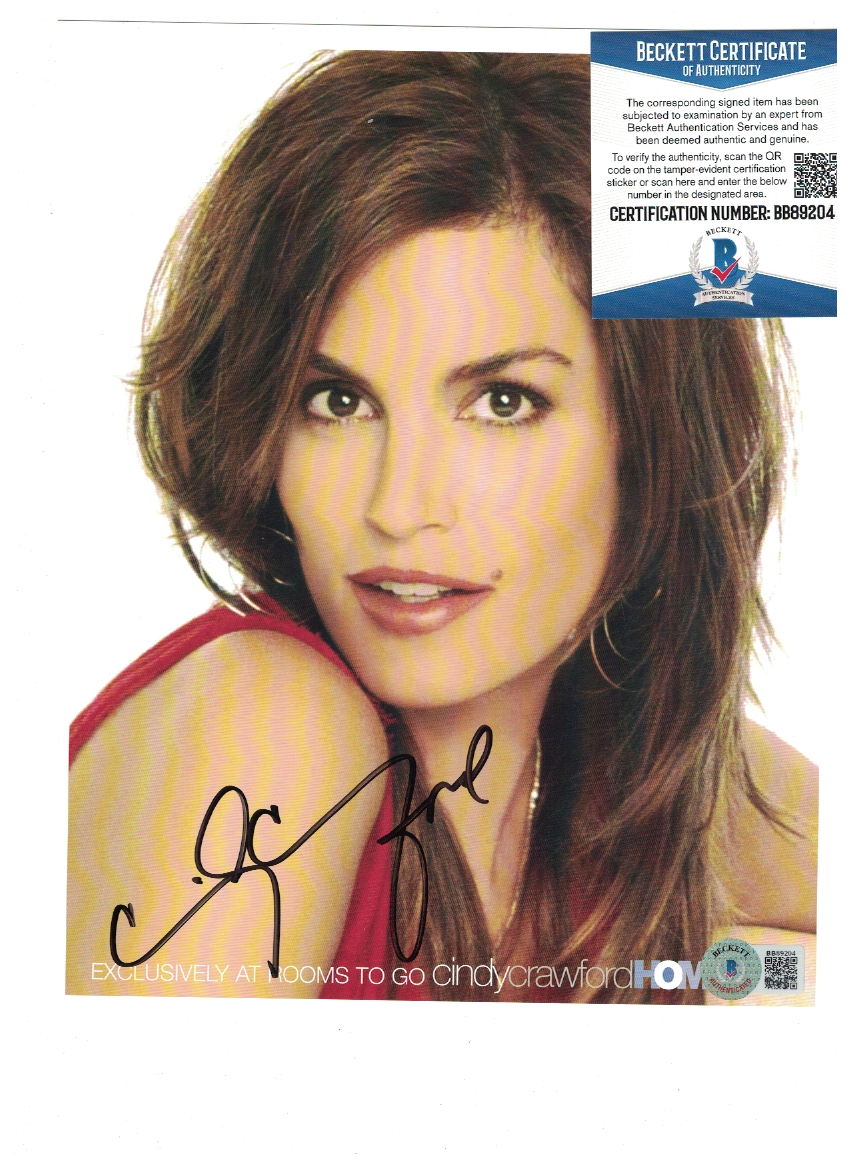 Cindy Crawford Supermodel Signed 8x10 Photo Poster painting Beckett Certified FX18