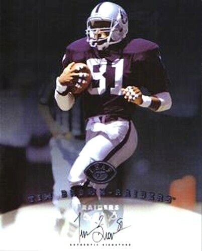 Tim Brown certified autographed signed auto Raiders 1997 Leaf 8x10 Photo Poster painting card