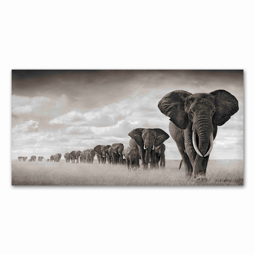 Black Africa Elephants Wild Animals Canvas Painting Scandinavia s and Prints Cuadros Wall Art Pictures For Living Room