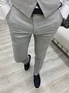 Argeli Dark Gray Plaid Slim Fit Suit