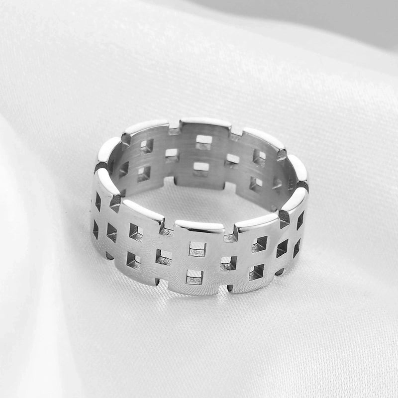 Hip-hop Geometric Solid Color Titanium Steel Plating Rings