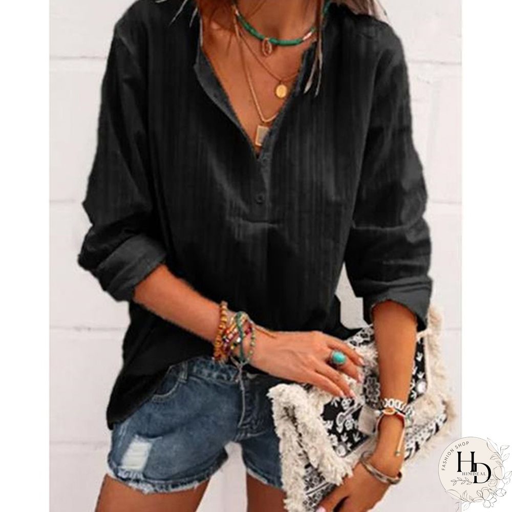 Jacquard Spring and Autumn Loose Blouse Open Tube Round Neck Woven T-shirt