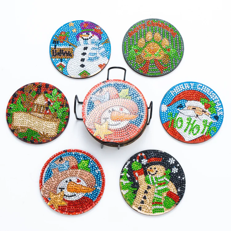 Christmas Wreath Dog Diamond Art Coasters Kit Diy Diamond - Temu
