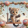 5D DIY Full Round Drill Diamond Painting Leopard Kit Home Decor Art Craft40x40cm