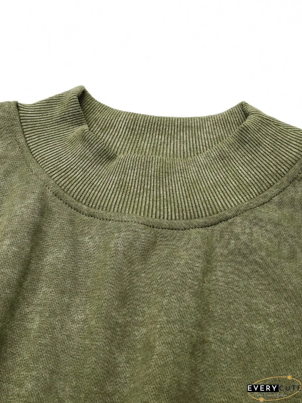 Green Vintage Drop Shoulder Round Neck Pullover Sweatshirt