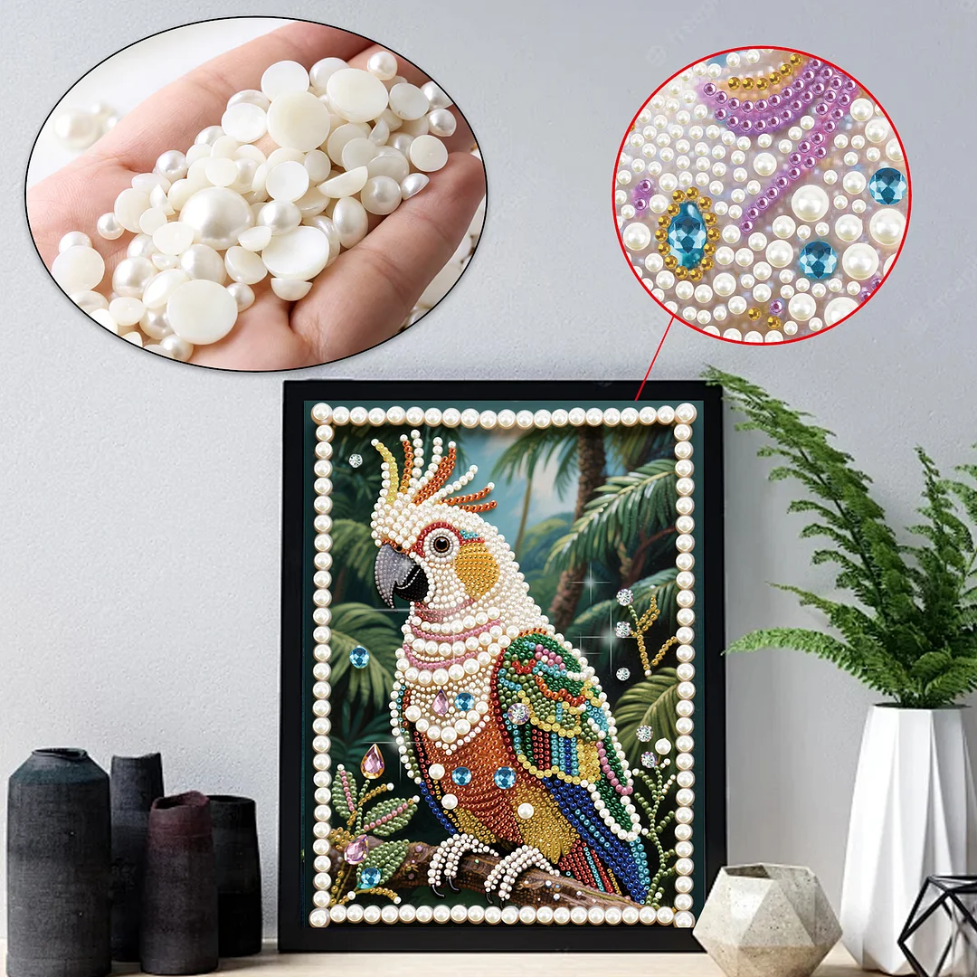 Yellow Parrot DIY Partial Diamond Pearl Painting Art Kits 30x40cm Special Shape Pearl Gem Paintings Picture Arts Craft for Home Wall Decor