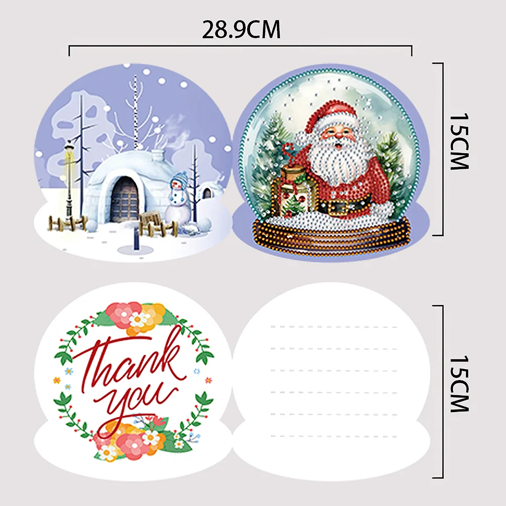 8pcs Xmas Atmosphere Special Shape Diamond Drawing Card Diamond Card【With White Envelope】