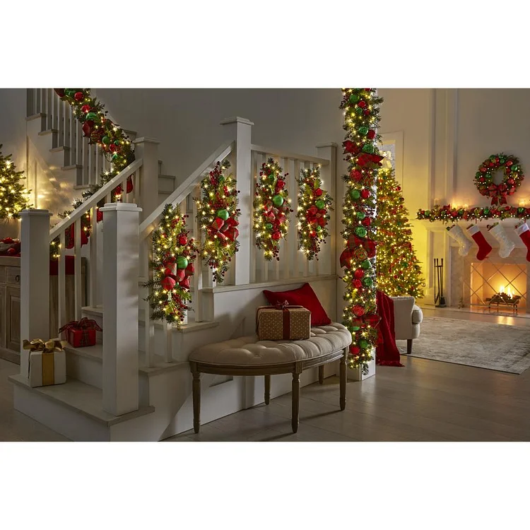 🔥kukelife🔥The Cordless Prelit Christmas Plaid Holiday Trim