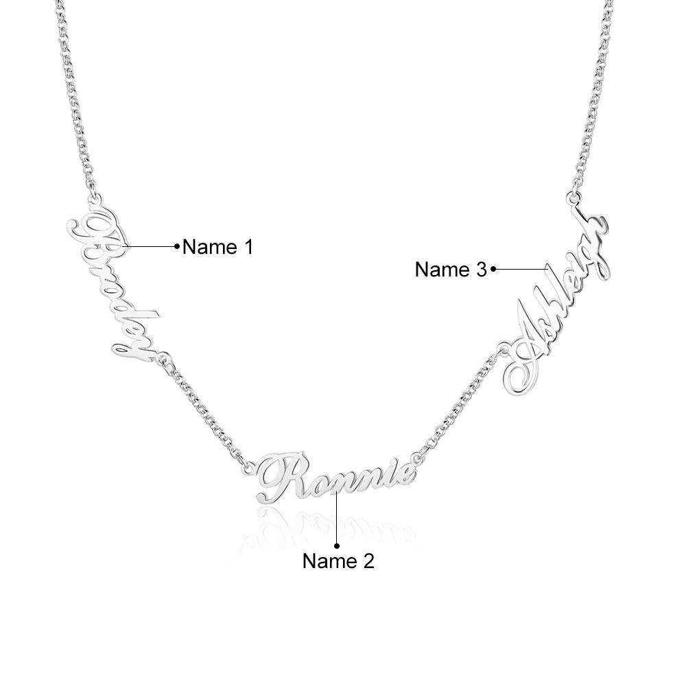 925 Sterling Silver 3 Names Necklace For Her