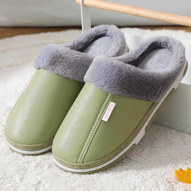Qengg MCCKLE Women's Home Slippers Plush Warm House Shoes for Women 2021 Non-slip Soft Winter Indoors Bedroom Couples Floor Slipper