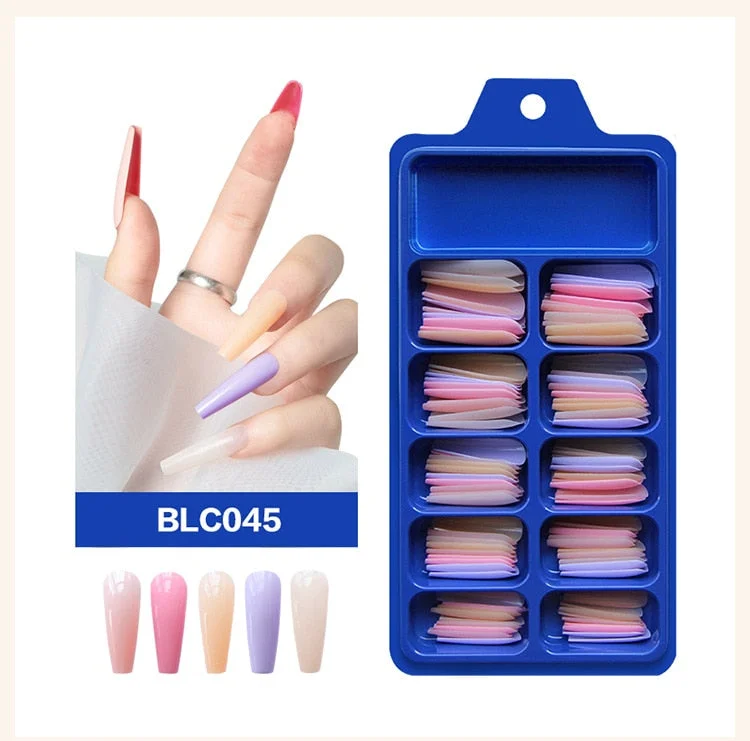 100pcs/set 10 Sizes Full Cover False Nail Tips Ballerina Coffin Fake Nails Square Stiletto French Acrylic Press On Nails-Nail Inspo