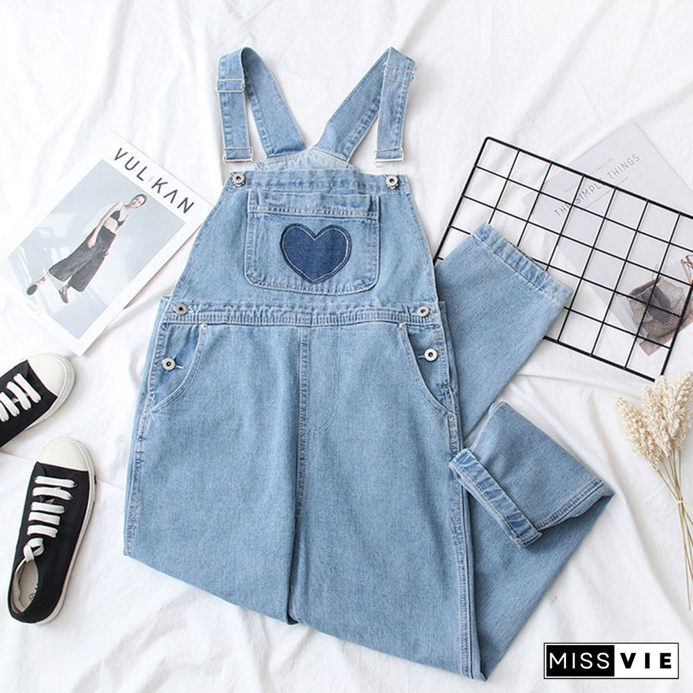 Love Heart Pocket Denim Overall